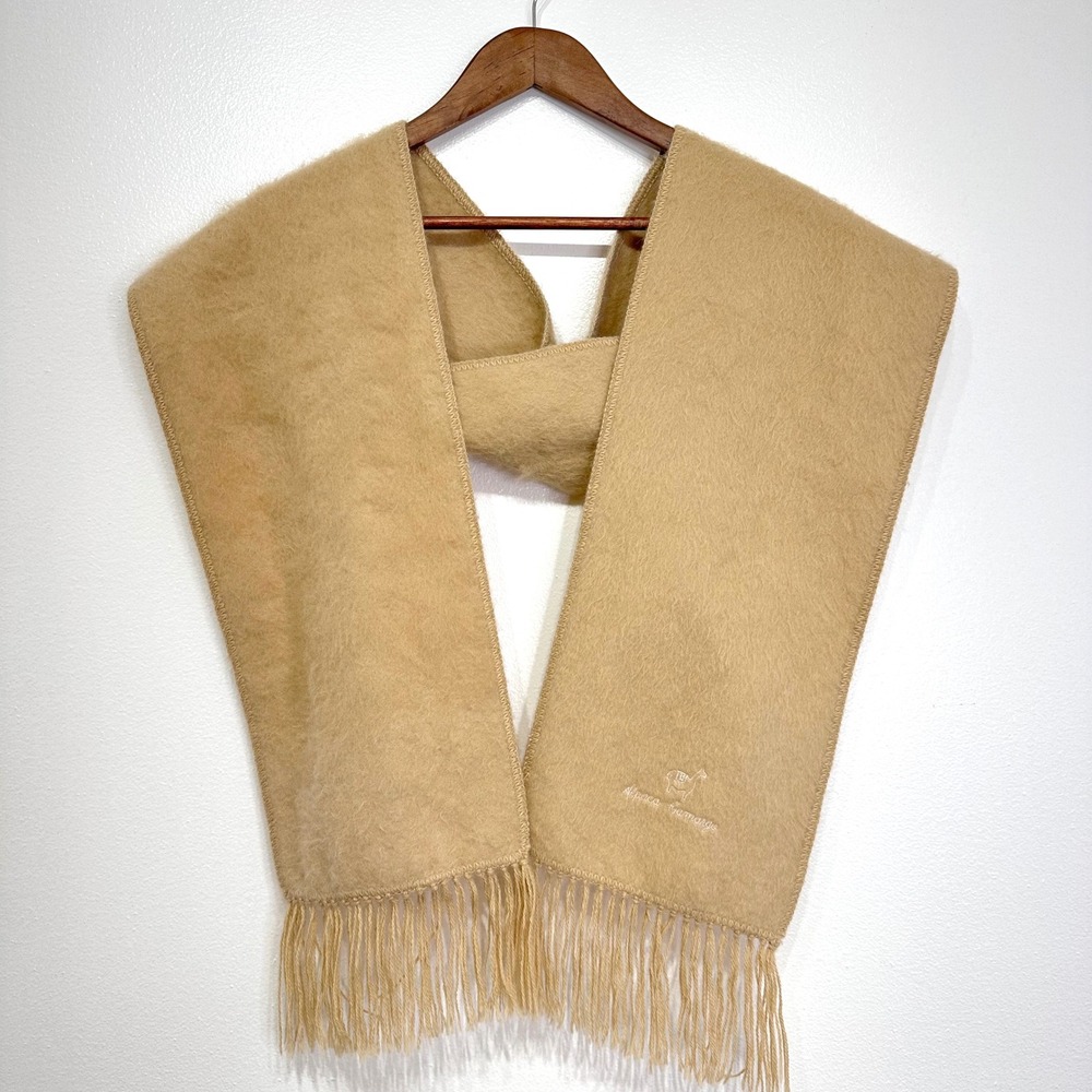 Alpaca Camargo‎ Fringe Scarf Beige 8.5" x 68.25"